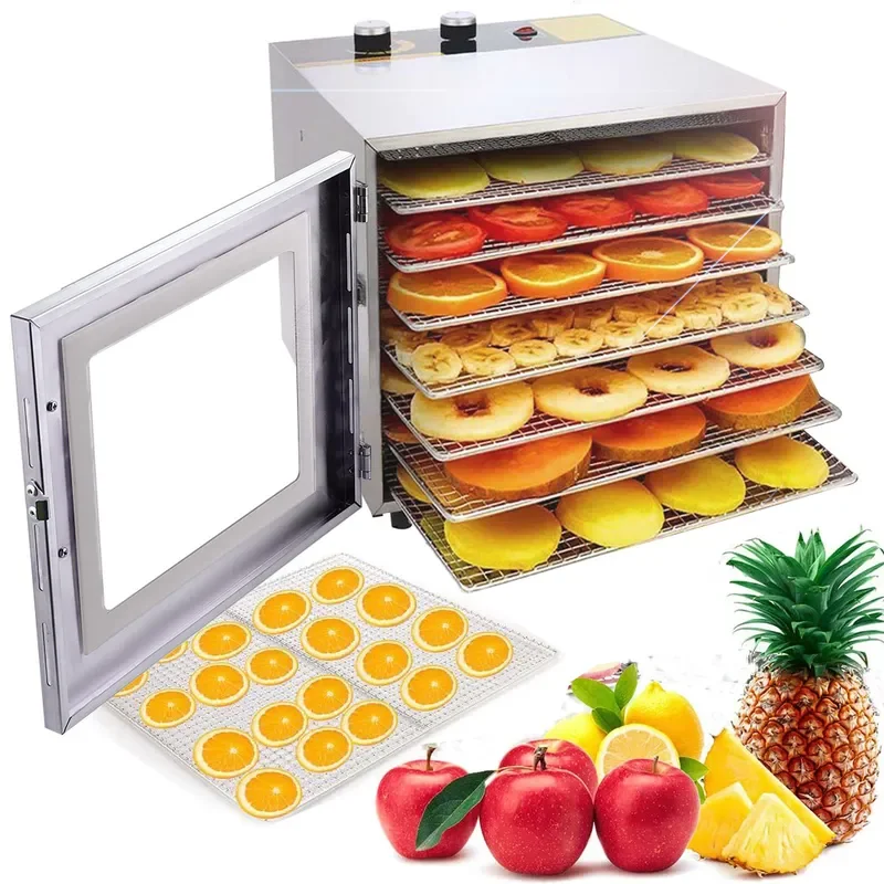 6 Tier Stainless Steel Food Dehydrator for Pet Treats Fruit Vegetable Dryer Machine with Adjustable Knob Home Kitchen