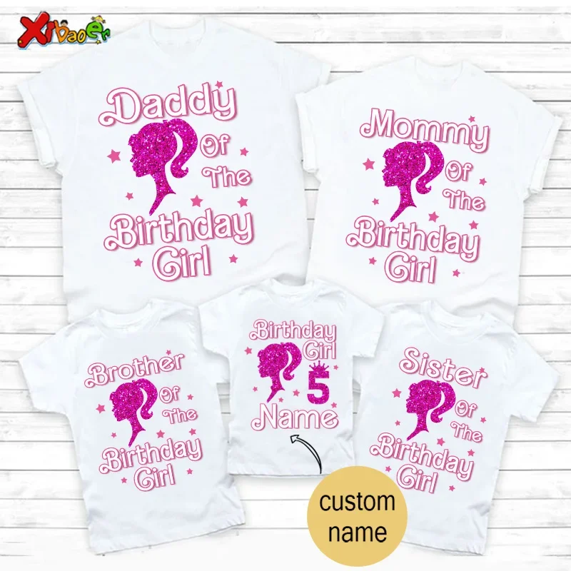 Family Matching Outfits Girl Birthday Shirts Party Clothes Girls Clothing Party Familia Squad T Shirts Baby Girl Clothes 5th 6th