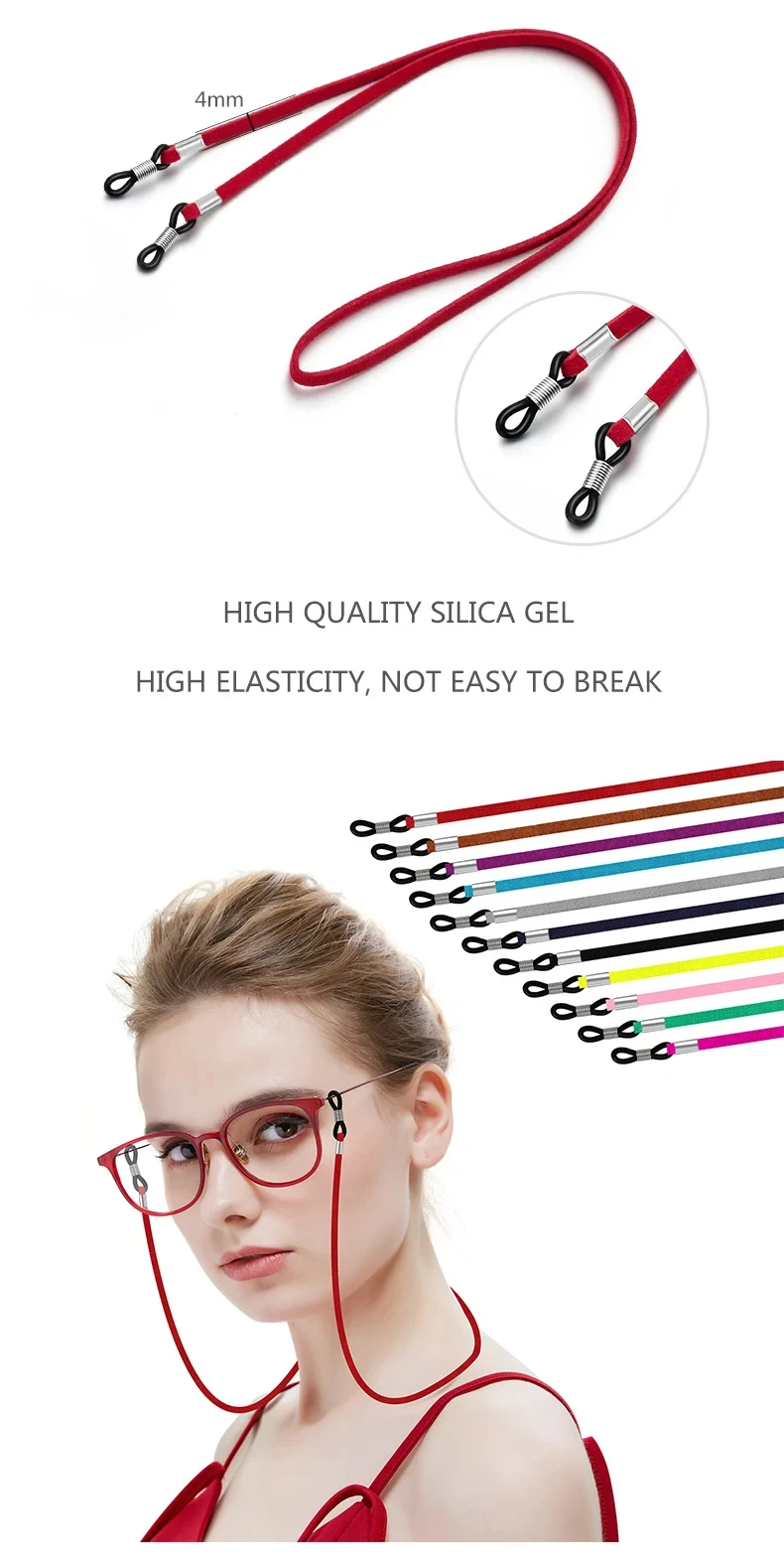70 cm Lederband Brillen Lanyard Damen Halsband Einfarbig Brillenkette Herren Sonnenbrillen Brillen Seil Brillenhalter – Detail 4