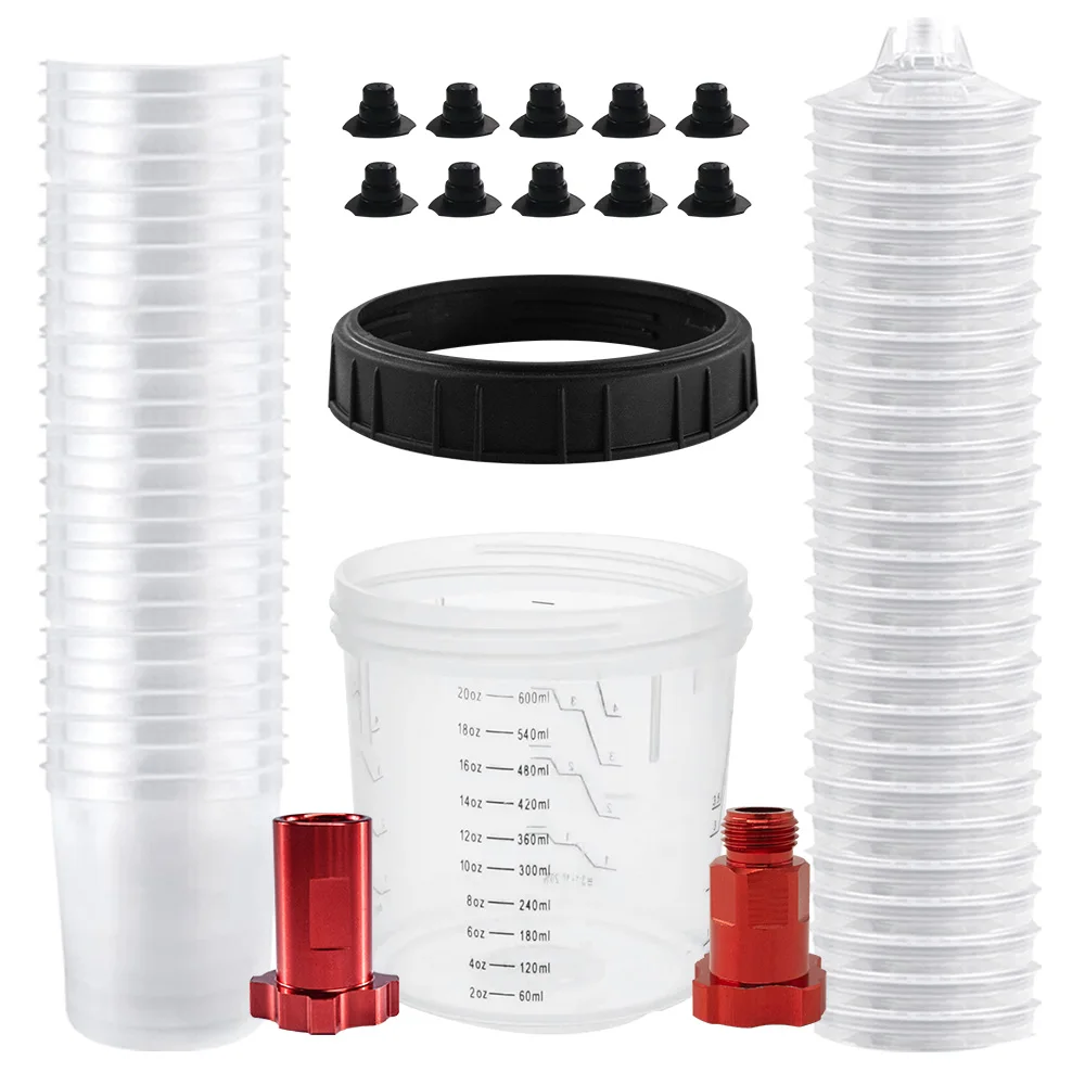 ถ้วยผสมสีแบบใช้แล้วทิ้งสำหรับปืนพ่นสีรถยนต์, ปืนพ่นสีระบบ HVLP ขนาด 20/27 ออนซ์ (600/800 มล.) ชุดพร้อม 15/25 ชิ้น