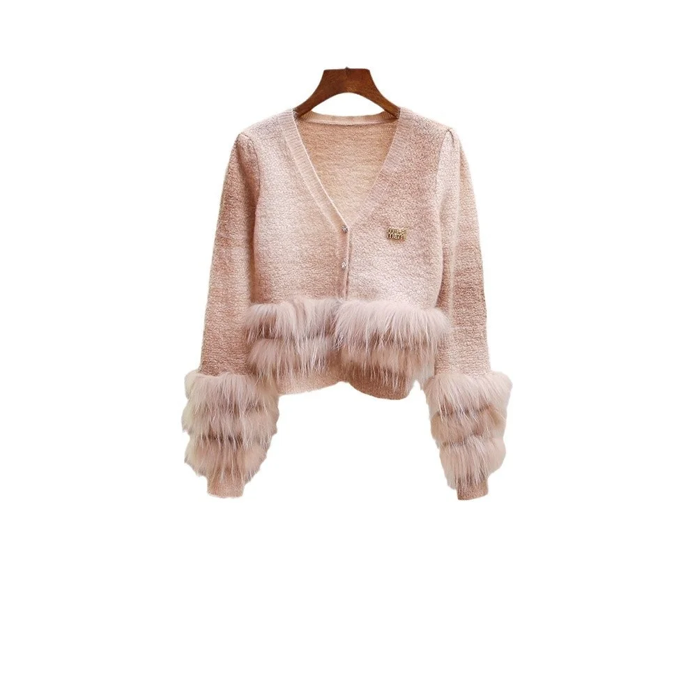 Ele ort Gestrickte V-Ne Pullover Koreanische Sle Süße Pendeln Wind Polyester Faser Lange Sve Herbst Neue Ankunft frauen C...