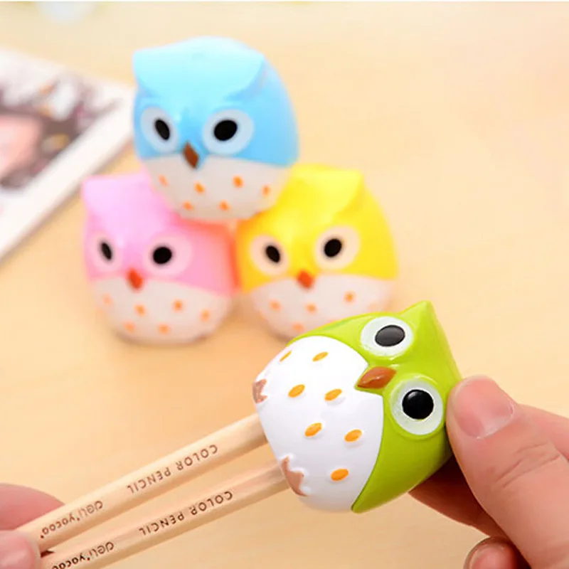 Cartoon Cute Owl Pencil Sharpener Creative Double Hole Pencil Sharpener School Students Stationery Kawaii Gifts Pencil Sharpener