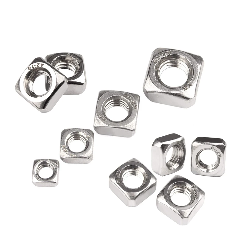 5/10/ 25/50pcs A2-70 Stainless Steel Square Nuts M3 M4 M5 M6 M8 M10 M12