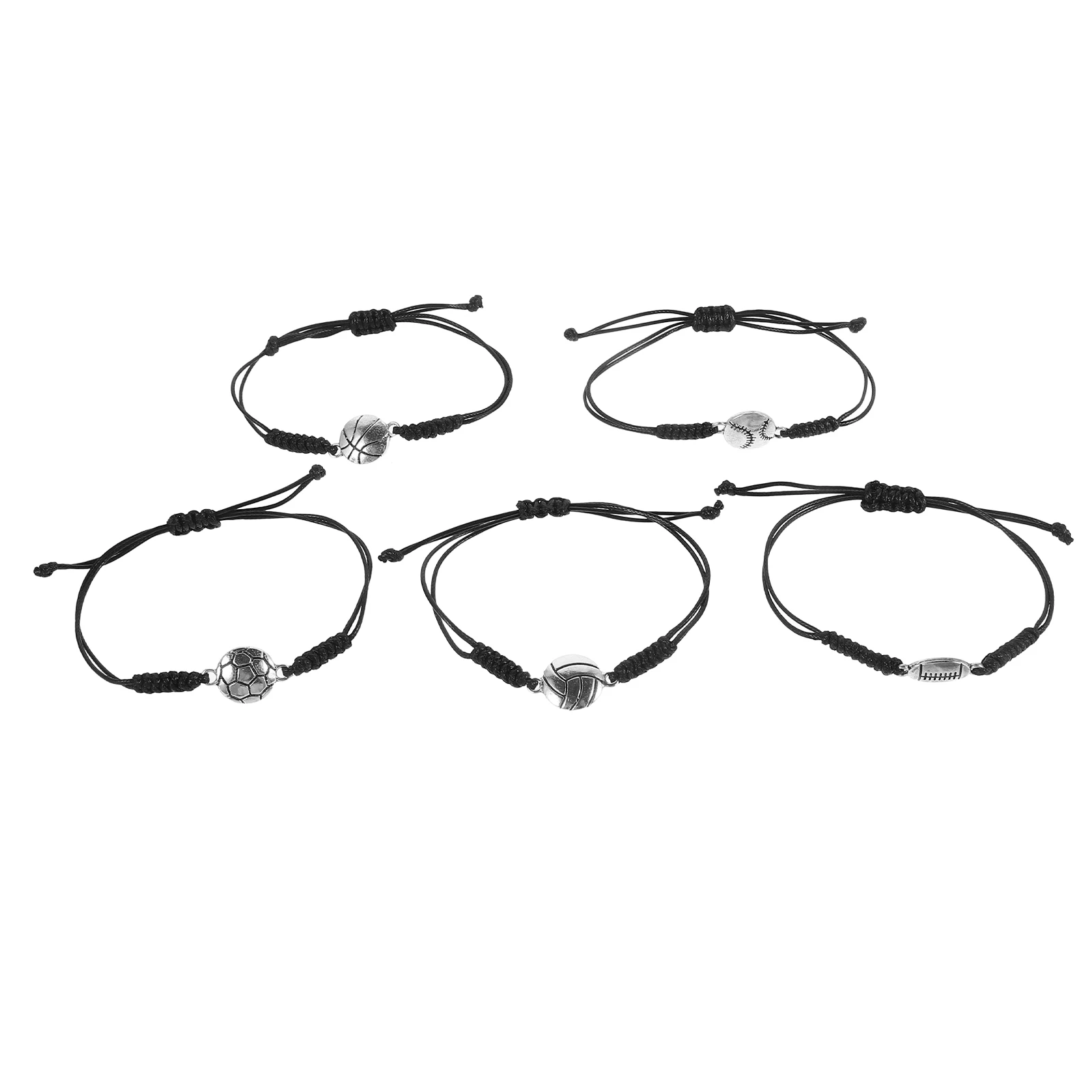 

5Pcs Sports Basketball Rope Volleyball Bracelets For Team Wristb s Adjustable Waterproof Wax Cord Baseball Soccer Gifts
