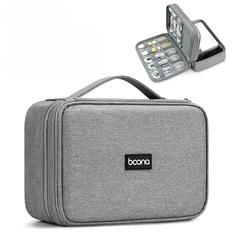 Grande Capacidade Viagem Gadget USB, Cabo Bag, Headphone Storage Box, Cabo de Dados, Hard Disk Charger, Power Bank Organizer