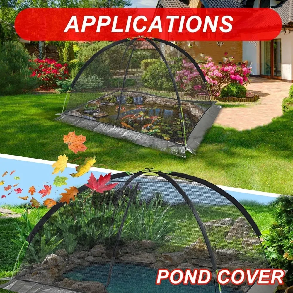 Kapler Pond Garden Cover Dome Net 14x11FT for Leaves Fish Winter Vegetables with Zipper and Stakes Nylon Mesh Protective Tent