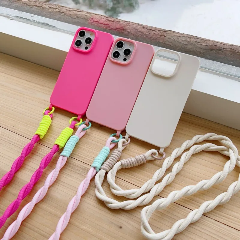 Stoßfeste Candy Lanyard Hülle für iPhone 17 16 Pro Max 14 12 11 13 15 Plus Air X XS mit Umhängekordel und weicher TPU-Abdeckung – Detail 9