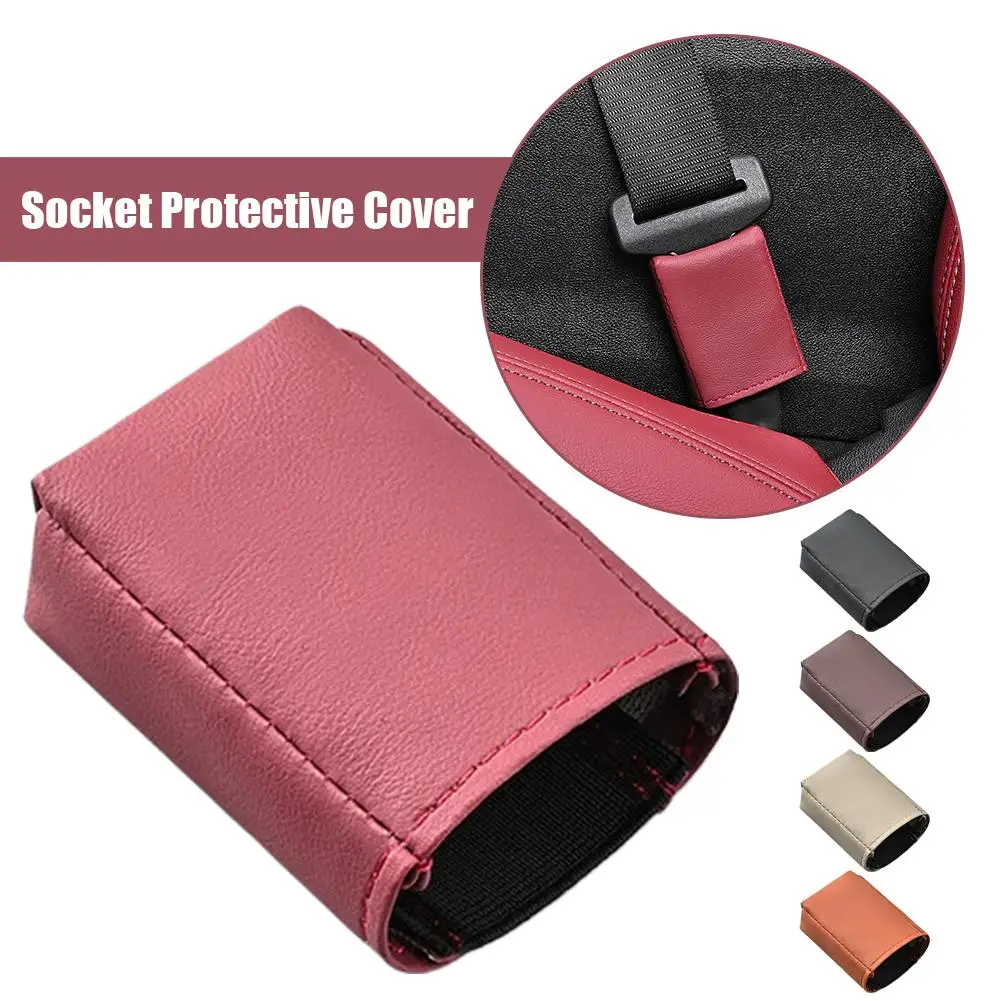 Car Belt Socket Protective Cover Leather Elastic Exquisite Stitching Interior Installation Accessories Car Multiple Co R1x2