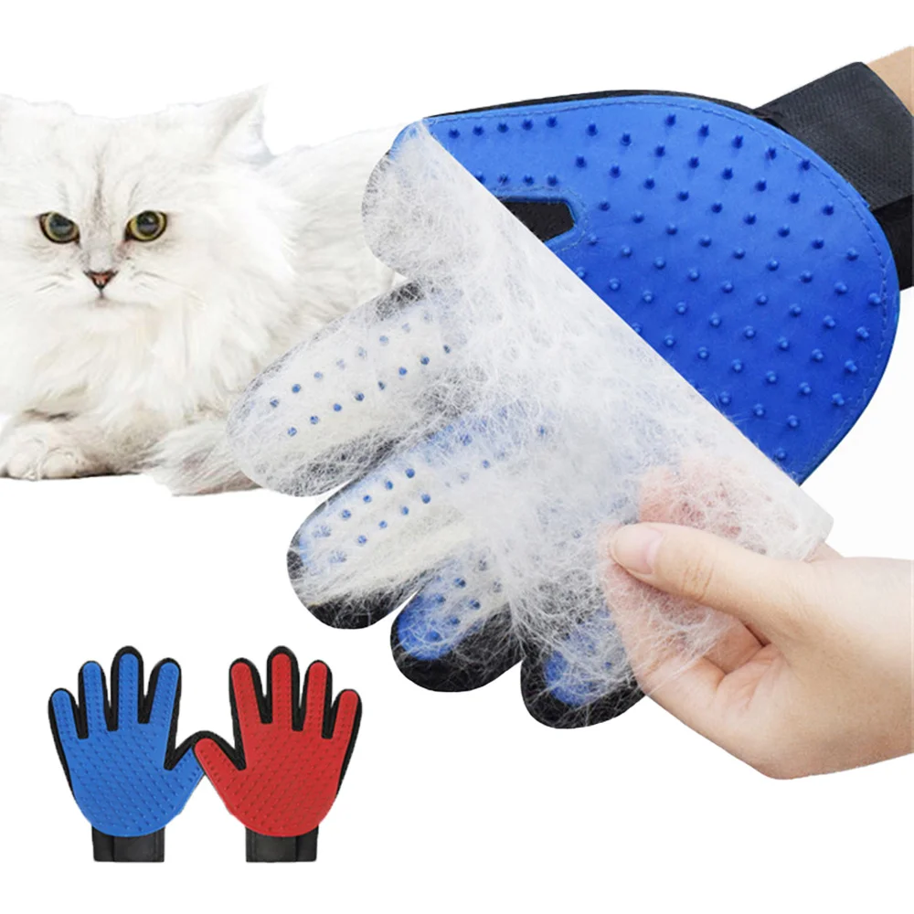 Pet Hair Remover Gloves Cat Dog Grooming Supply Silicone Hair Deshedding Comb Massage Bathing Cleaning Brush Grooming Glove