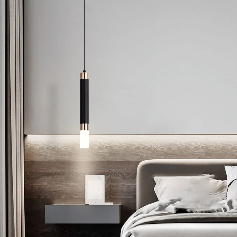 Led Minimalist Bedside Small Chandelier Bedroom Simple Modern Study Dining Room Pendant Lights Suspension Design Luster Fixture
