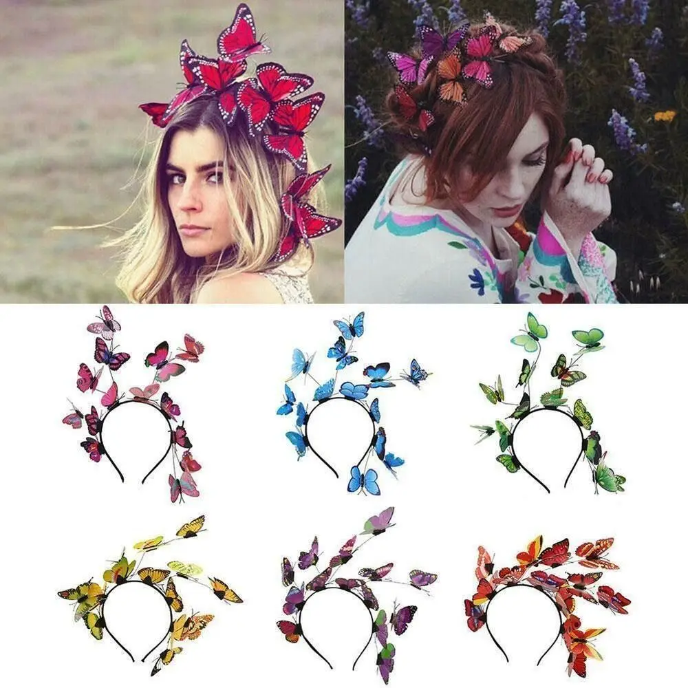 Super Fairy Beauty Flower Garland Hair Bands Wedding Butterfly Jewelry Headbands Butterfly Headband Wreath Prop