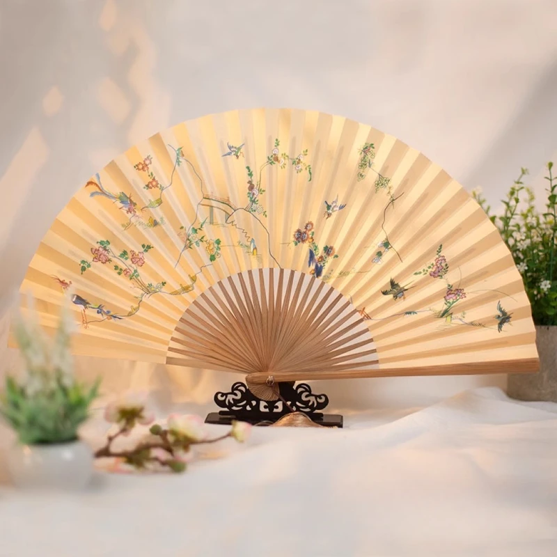 Xuan Paper Fan Chinese Calligraphy Panting DIY Xuan Paper Fan Vintage 27cm Portable Folding Fans Wedding Gift Rice Paper Fan