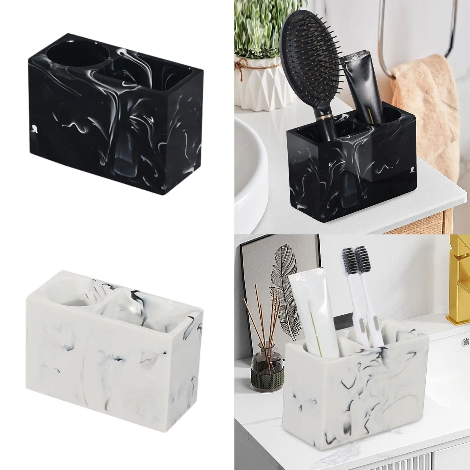 

Toothpaste Holder Toothbrush Stand 2 Slots Makeup Brushes Holder for Home