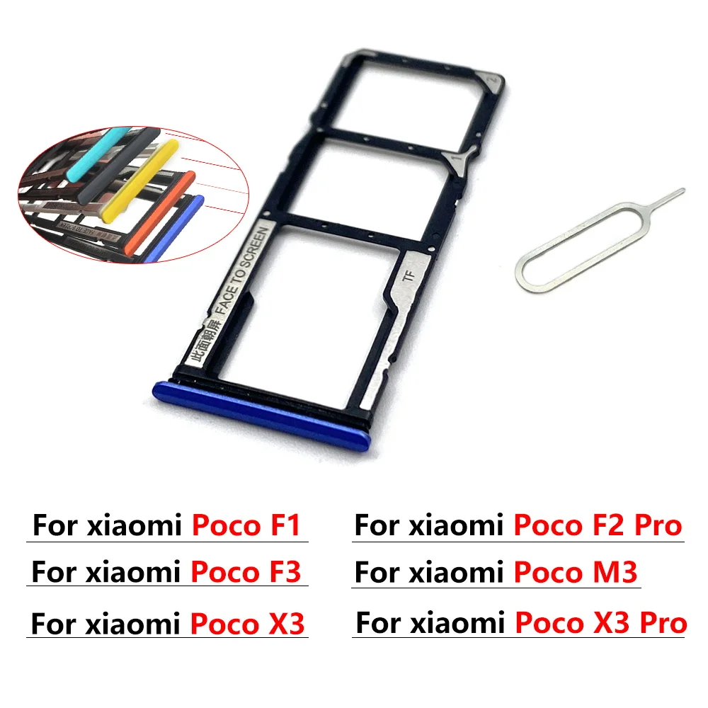 New SIM Card Tray chip drawer Slot Holder Adapter Replacement Part For Xiaomi Poco X3 F2 Pro M3 POCOHONE  F1+ Pin