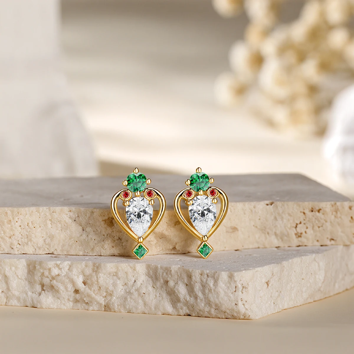 

Серьги-гвоздики AU585 Queen's Scepter из золота 14 карат с муассанитом в форме груши, винтажные, с красным корундом, ювелирные изделия для девочек, подарок