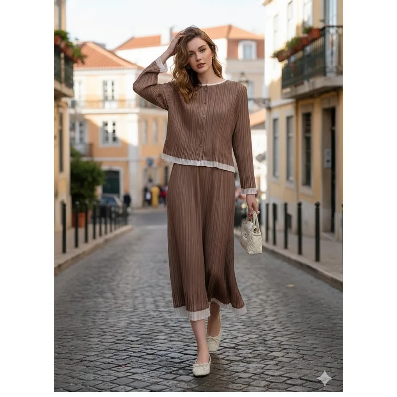 Miyake-Anzug mit Faltenrock, Plisse-Falte, 2026, frühes Frühjahr, neuer Pendler, eleganter High-End-Wind, lässige Mode, Falten-Halbrock-Anzug