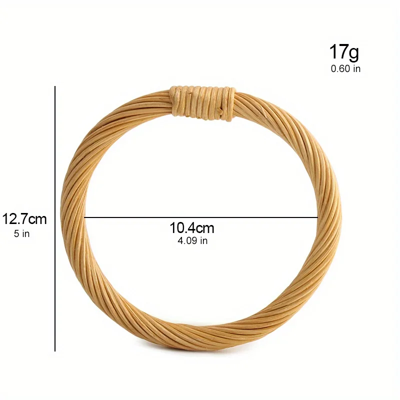 2PCS rattan woven round handles semi-circular handbag handle hardware accessories for DIY beach straw bag crochet bag making