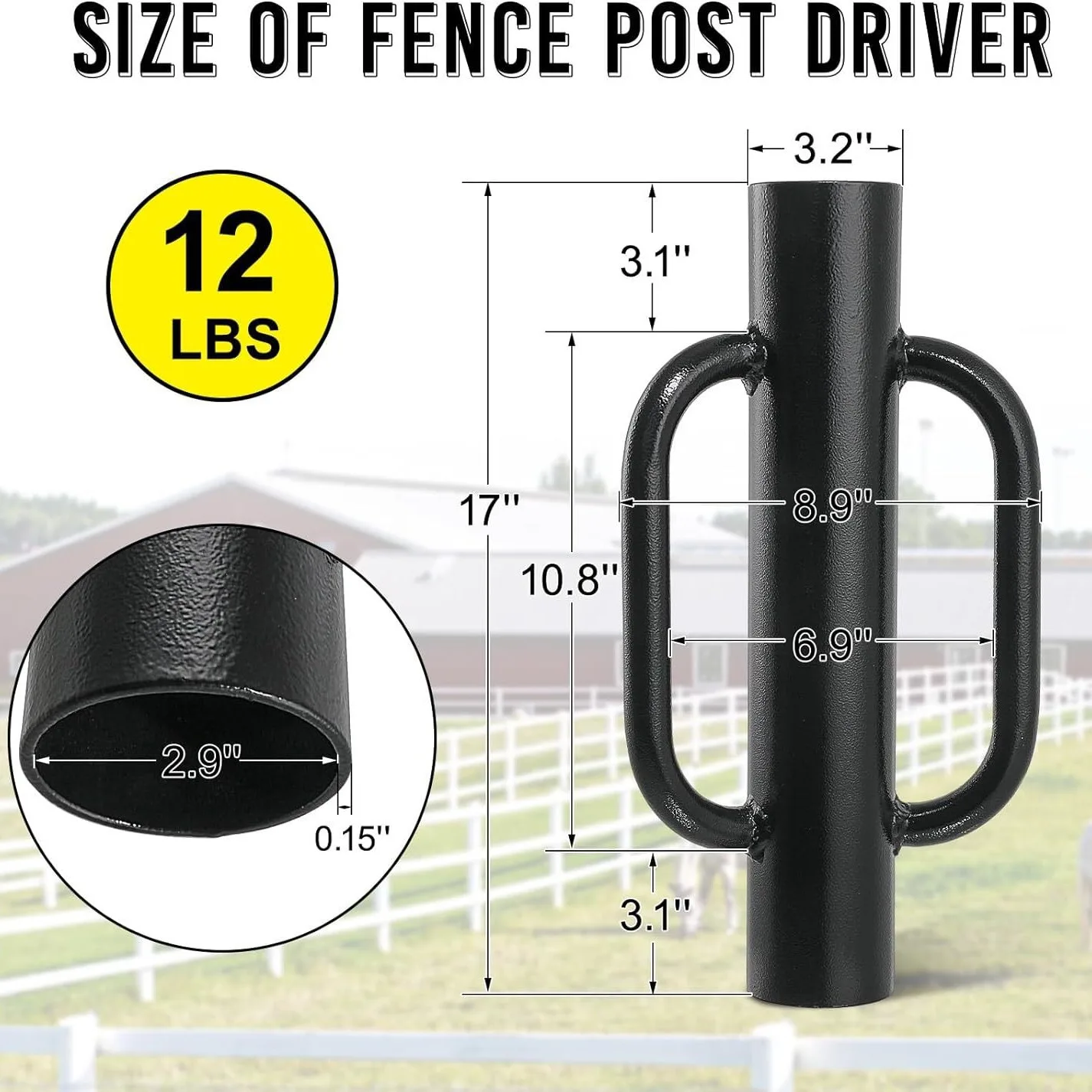 سياج Pos t Driver شديد التحمل مع مقبض لحفارة ثقب U Fence P ost