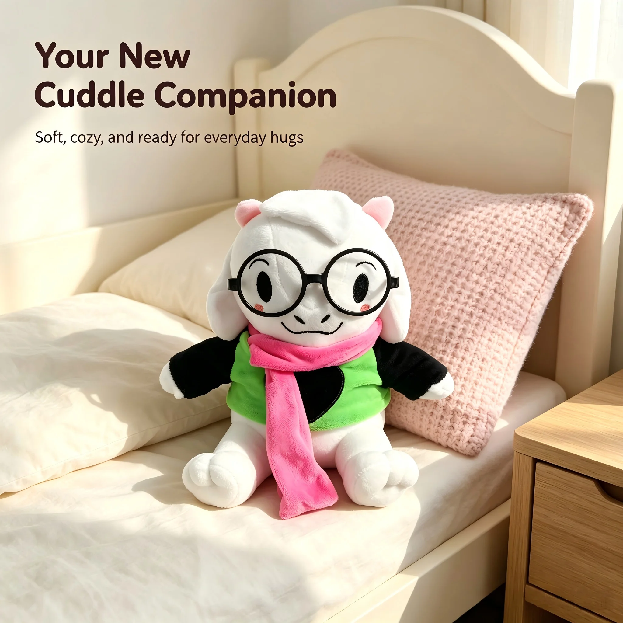 TreasuringU Cute Goat Plush Toy Soft Cartoon Stuffed Animal Doll Kawaii Plushie Kids Birthday Halloween Christmas Holiday Gift