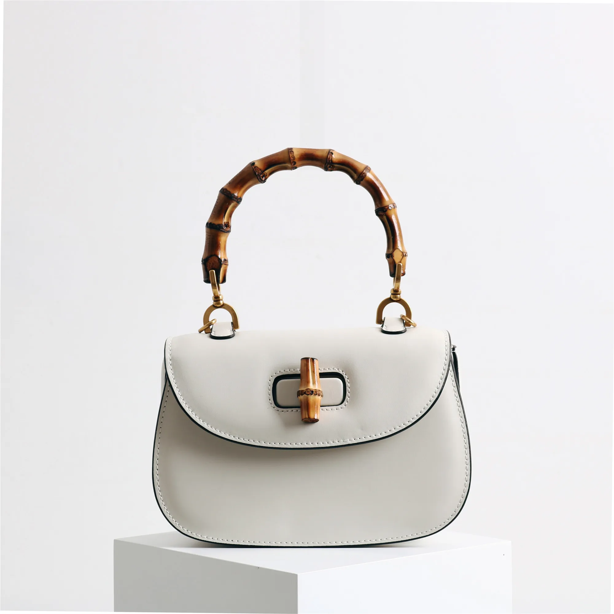 GC3325 Designer Luxury Brand Ladies Retro Messenger Bamboo Handle Shoulder Saddle Hand Hold Bag