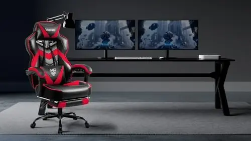 Gaming Chair, High Back Gaming Chair with Footrest and Massage, Gaming Chairs for Adults with Pocket Spring Cushion