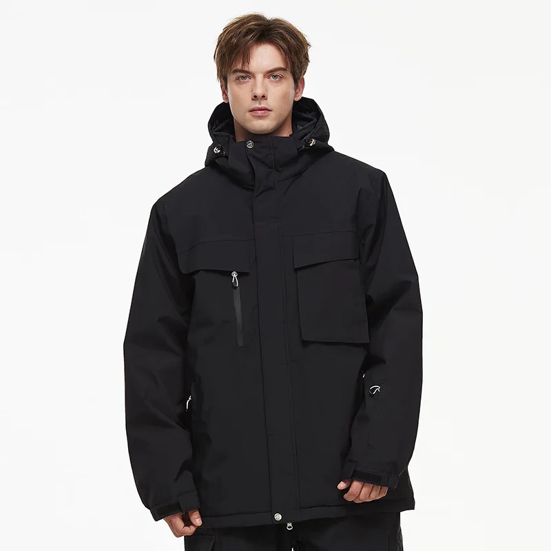 New Solid Warm Winter Jackets Windproof Men Waterproof Sports Outdoor Skiing Coats Zipper Hooded Women Long Sleeve Ski Clothes