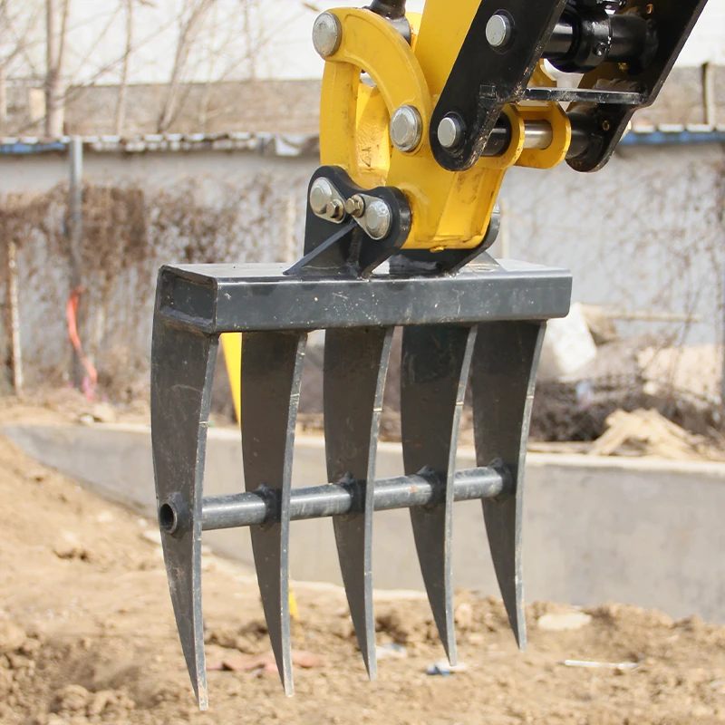 Rake Attachment for Mini Excavator Metal Wide Backhoe Rake for Farm Garden 25mm Hole Diameter Suitable for 1ton Mini Excavators