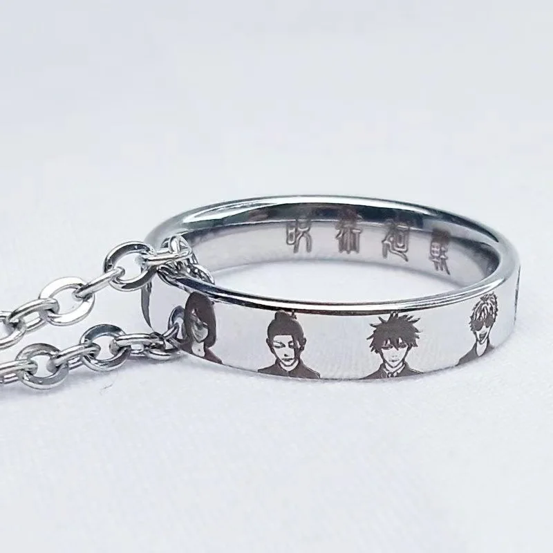 Jujutsu Kaisen Itadori Yuji التيتانيوم الصلب الدائري للرجال النساء الحد الأدنى خواتم الاصبع عادية غير يتلاشى حلقة قلادة هدايا جديد