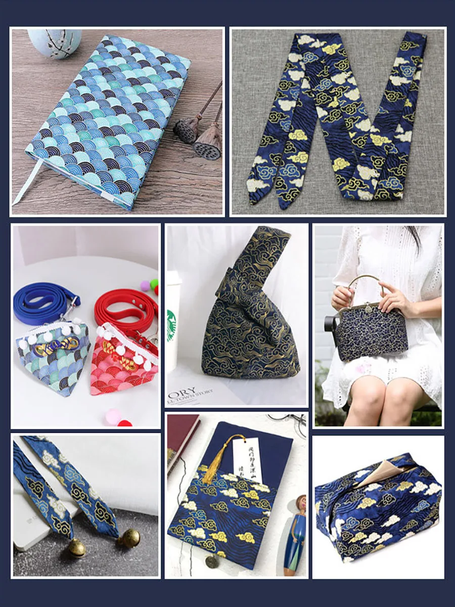 50cm*145cm Navy Cotton Fabric By Half Yard Japanese Sewing Fabric For DIY Kimono Handicraft Materials For Children