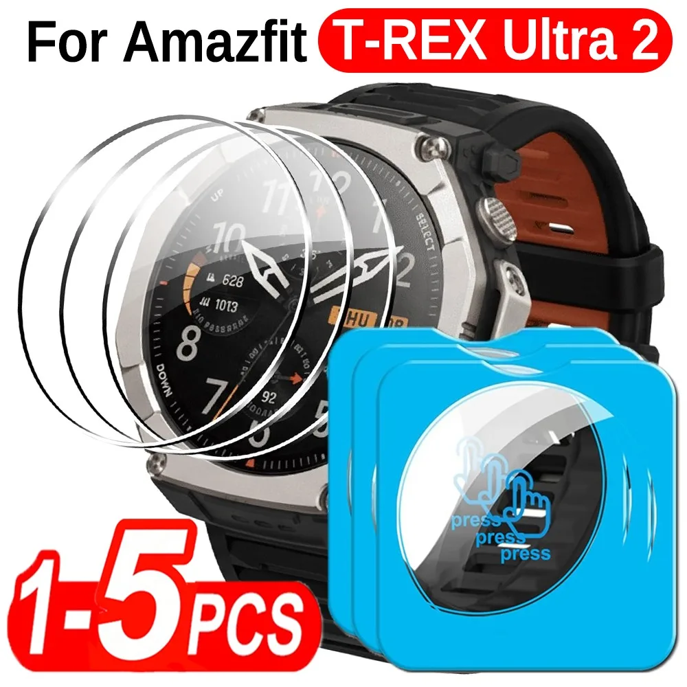

1-5pcs HD Clear Tempered Glass for Amazfit T-Rex Ultra 2 Screen Protectors with Auto-alignment Install Kit Protective Glass Film
