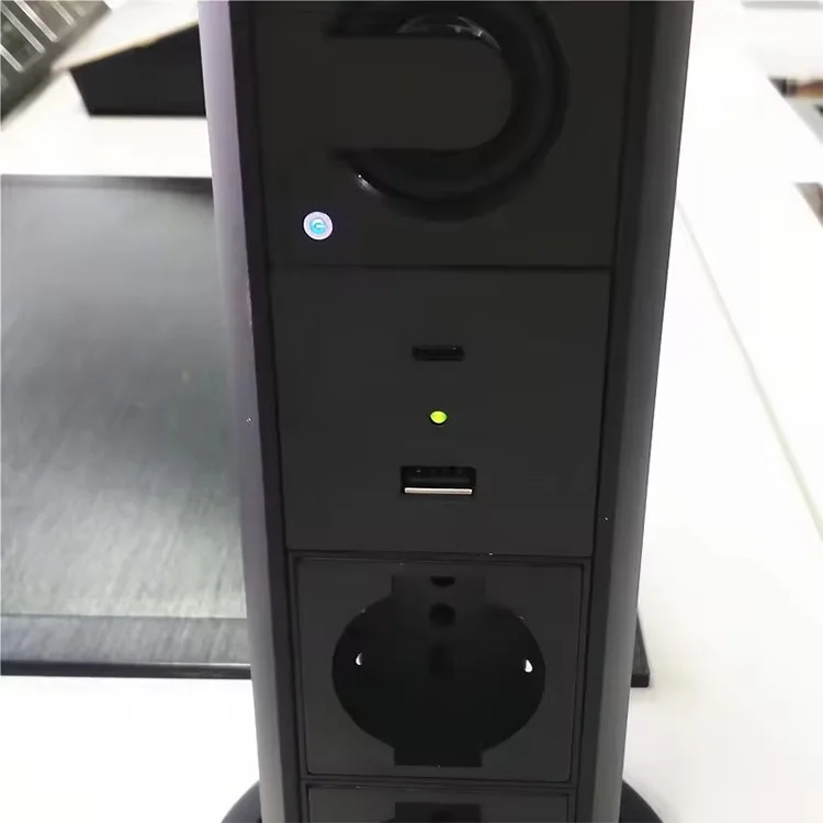 Inteligentne gniazdo biurowe z regulacją wysokości, z bezprzewodowym ładowaniem Bluetooth, elektryczne gniazdo z europejskim standardem.