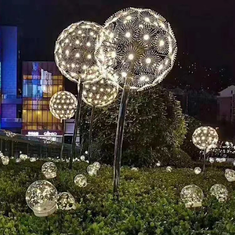 Fiber Optic Light Outdoor Waterproof RGB Colorful LED Dandelion Lights for Park Square Garden Lawn Decorative Landscape Lighting
