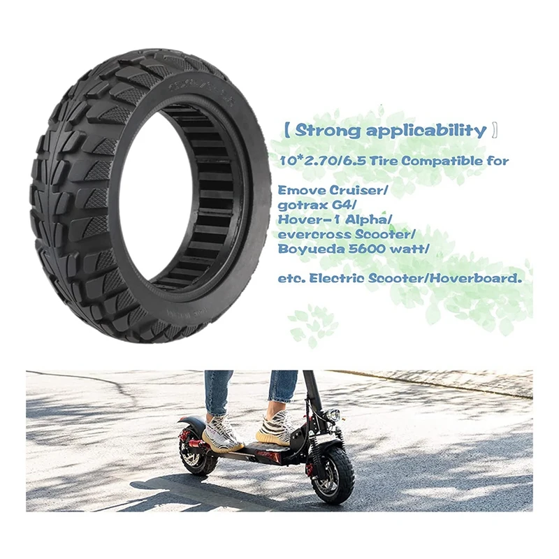 Solid Tire Explosion-Proof Solid Tires 10 Inch, 10X2.70-6.5 Solid Tire Scooter Tubeless Puncture-Proof Tire, For Kugoo