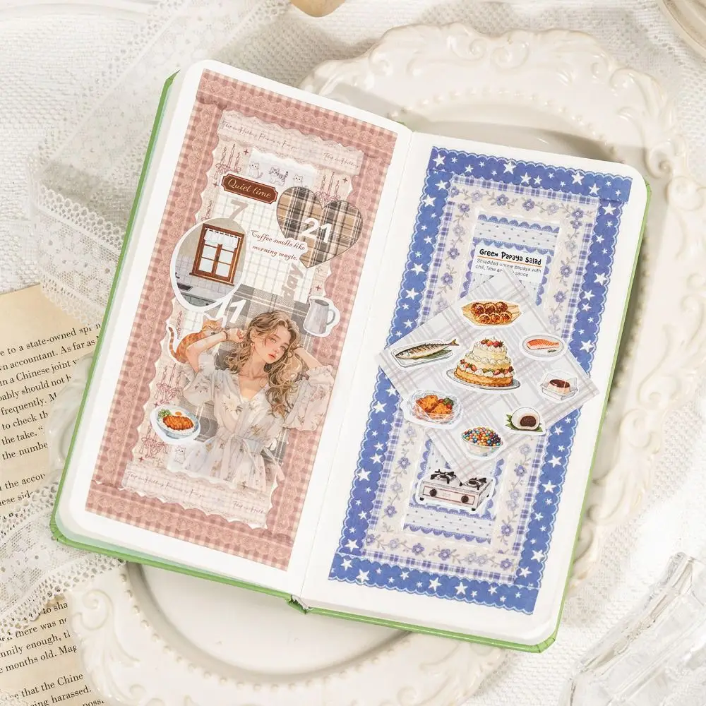 40 Blatt/1 Packung Kawaii Scrapbook-Aufkleber Spitzen-Postzettel DIY-Dekoration DIY-Journal-Aufkleber Exquisite Selbstklebende Sticker
