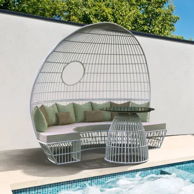 *Outdoor Northern Europe Design Rattan Lounger Recliner For Resort Swimming Pool Balcony Leisure