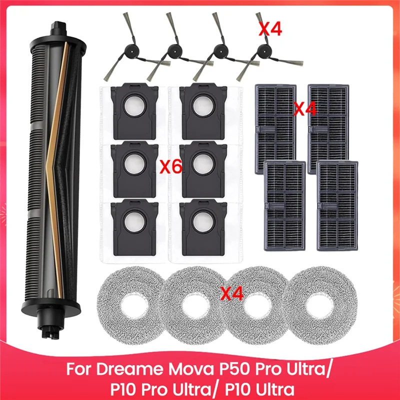 【Berserk】Для Dreame Mova P50 Pro Ultra/ P10 Pro Ultra/ P10 Ultra Детали пылесоса Tricut Боковая щетка Hepa-фильтр Швабра Ткань Du