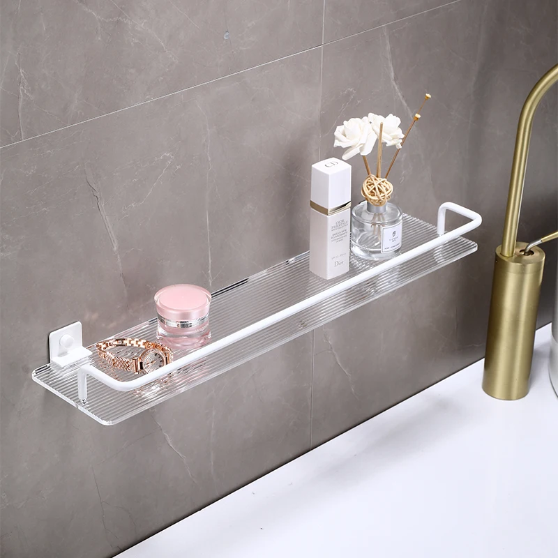 Bathroom Floating Shelves Gold, Wall Mounted Storage with Towel Bar for Kitchen, Bedroom Acrylic Wall Shelf Set with Towel Rack