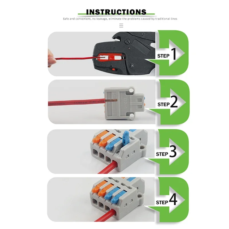 Universal Lamp Connector, Fast Wiring Terminal Block for Lighting Installation, No Tool Required