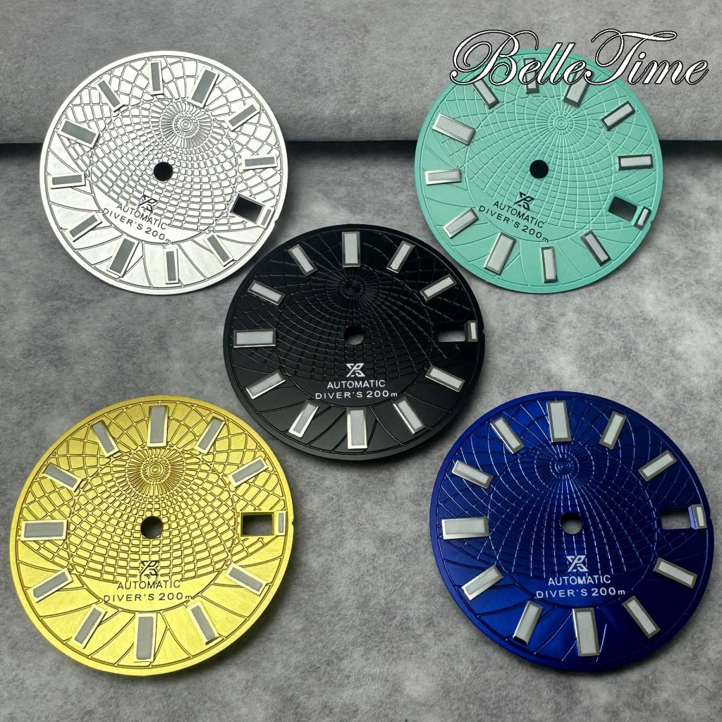 28.5mm NH35 Dial Single Calendar Watch Dial White/Blue/Black/Sky Blue Fit NH35 NH36 Movement Green Luminous  Dial Accessories