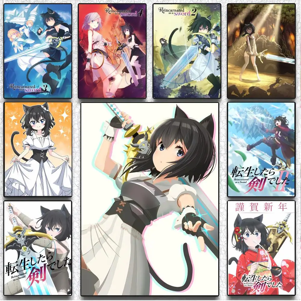 Fantasy Manga R-Reincarnated as a Sword Poster Art Wall Decor Indoor Outdoor for Collectors