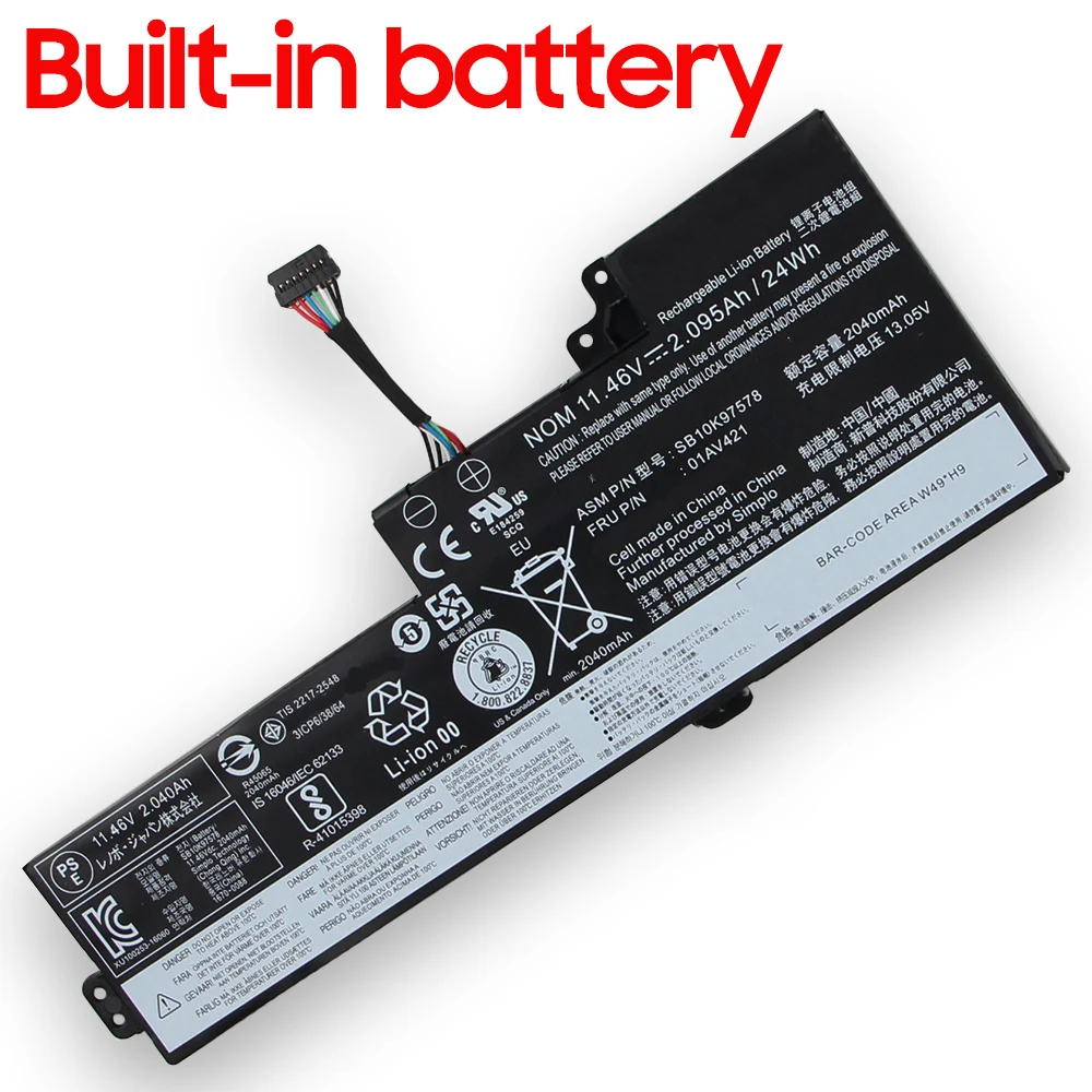 New Replacement Battery For Lenovo Thinkpad T480 T470 T580 T570