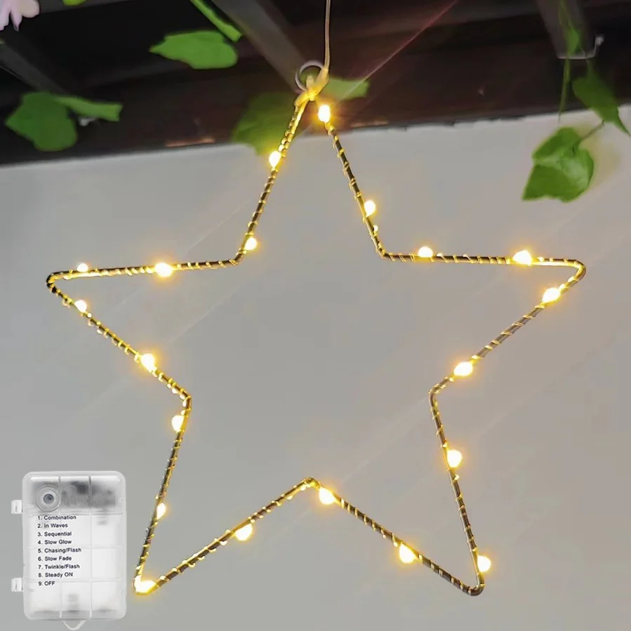 1pc LED Star Fairy Lights, 8 Modes & Auto Timer, Five-pointed Star String Lights, Holiday String Lights, Not Included Battery