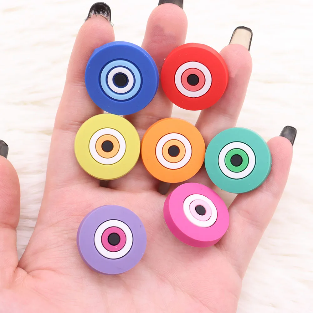 Mix 50pcs PVC Cartoon Colorful Evil Eyes Shoe Buckle Accessories DIY Shoes Decoration Shoe Charms Bracelets Kids Birthday Gift