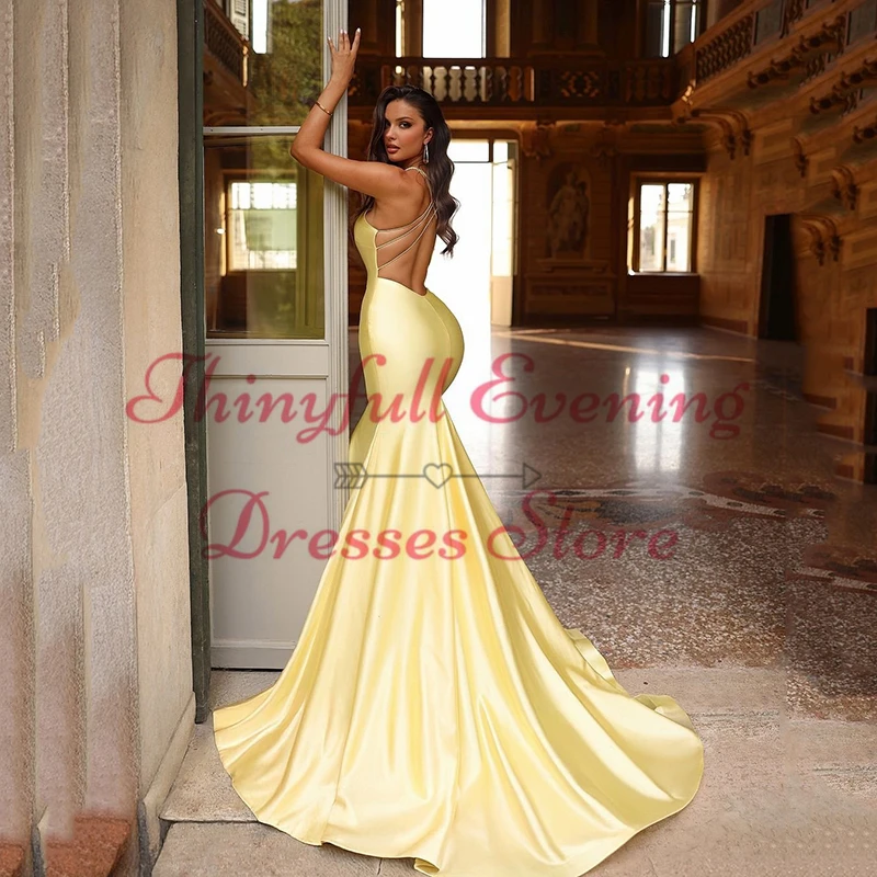 Thinyfull Sexy Mermaid Prom Evening Dresses Spaghetti Straps Backless Long Party Dress Formal Night Cocktail Gowns Customized