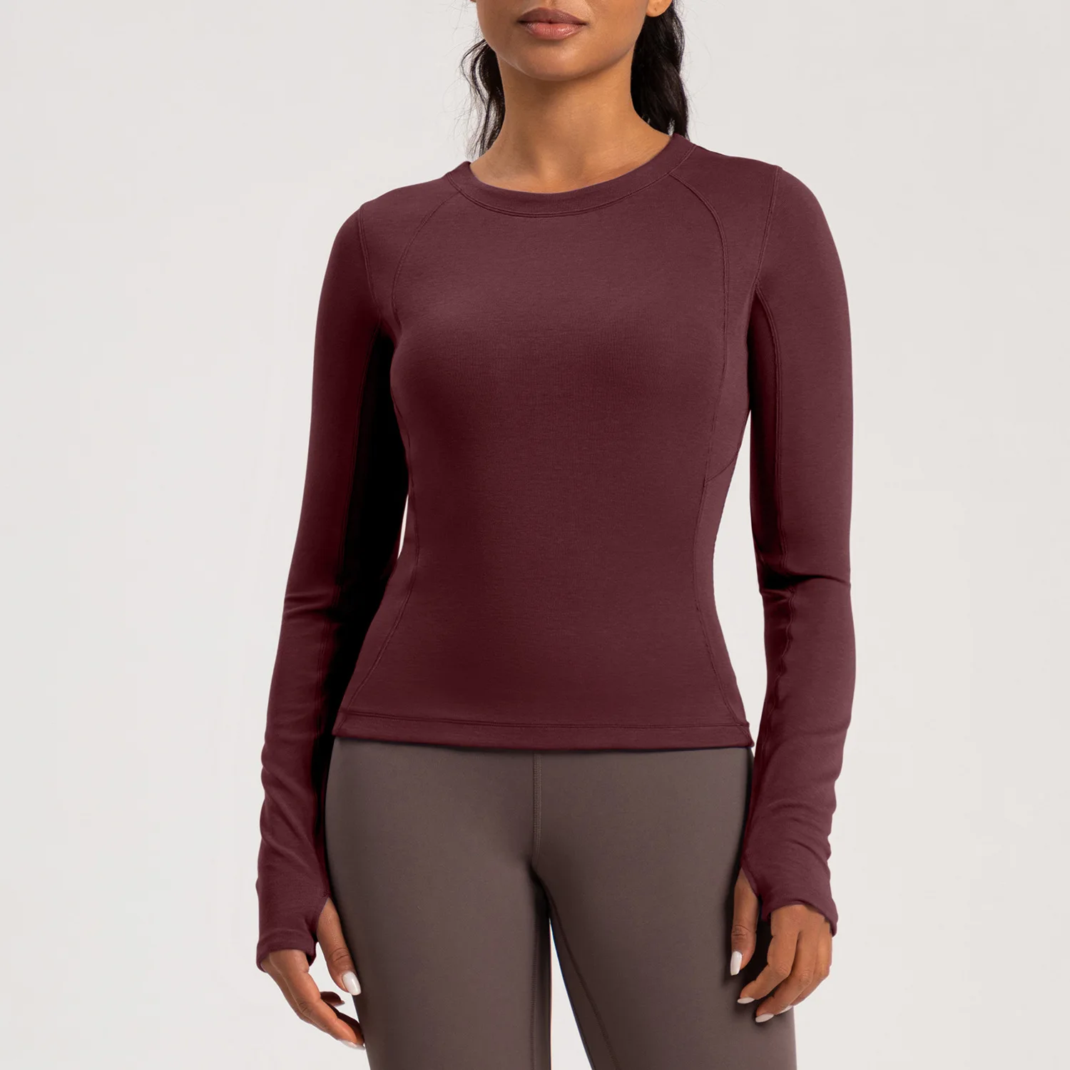 

Women's Merino Wool Yoga Clothes High Stretch O-Neck Sweater Sports Long Sleeved T-shirt Light Warm Smooth and Delicate Tops