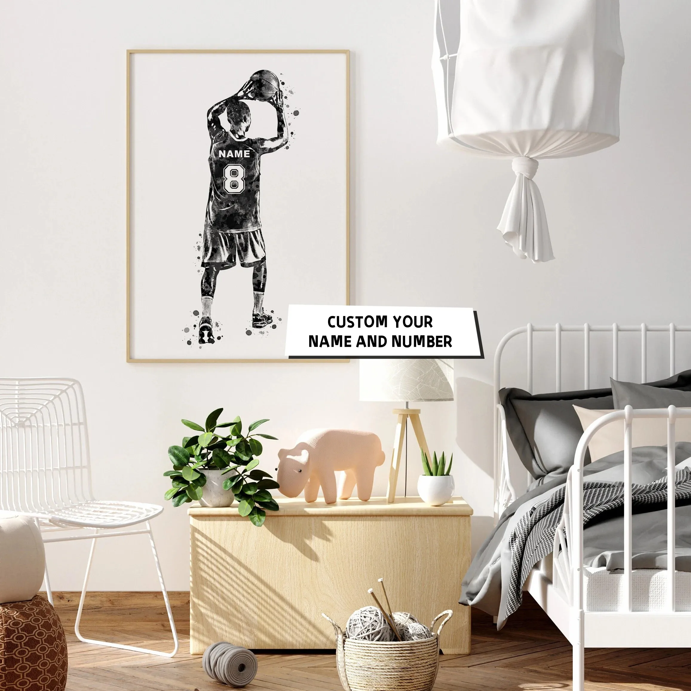 Customize Your Name and Number Basketball Star Customization Personalized Basketball Poster Basketball Coach Gift Boys