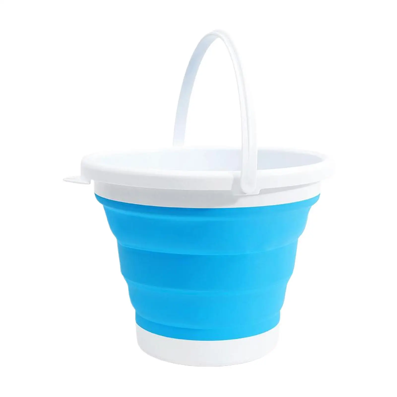 Portable Folding Bucket Silicone Plastic Car Bucket for Outdoor Fishing Activities Camping Silicone Bucket Blue and White 5L/10L