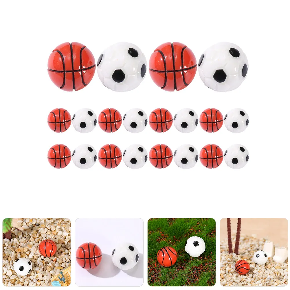 

20Pcs Lightweight Resin Mini Football Basketball Set Fine Craftsmanship Lifelike Outdoor Indoor House Decor Miniature Scene