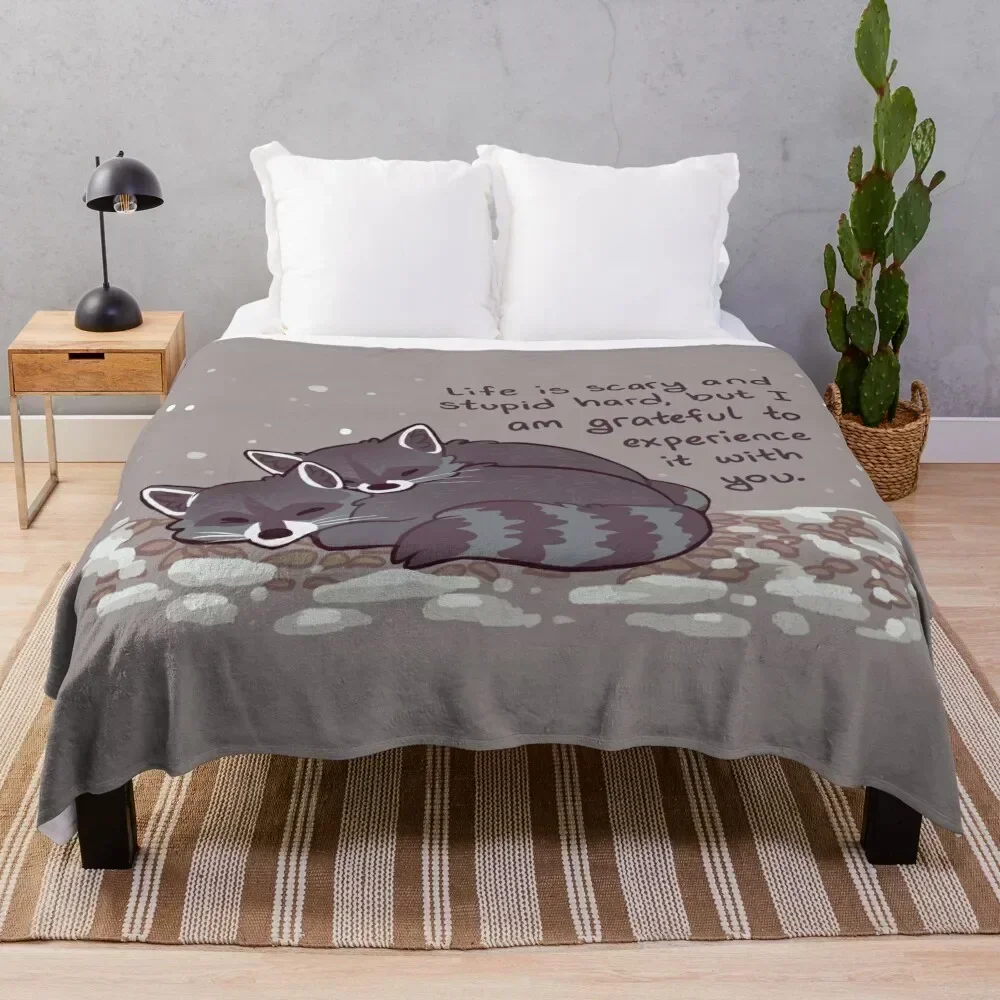 

I Am Grateful to Experience it With You Snuggly Raccoons Throw Blanket No Pilling Soft Warm Blanket for Bed