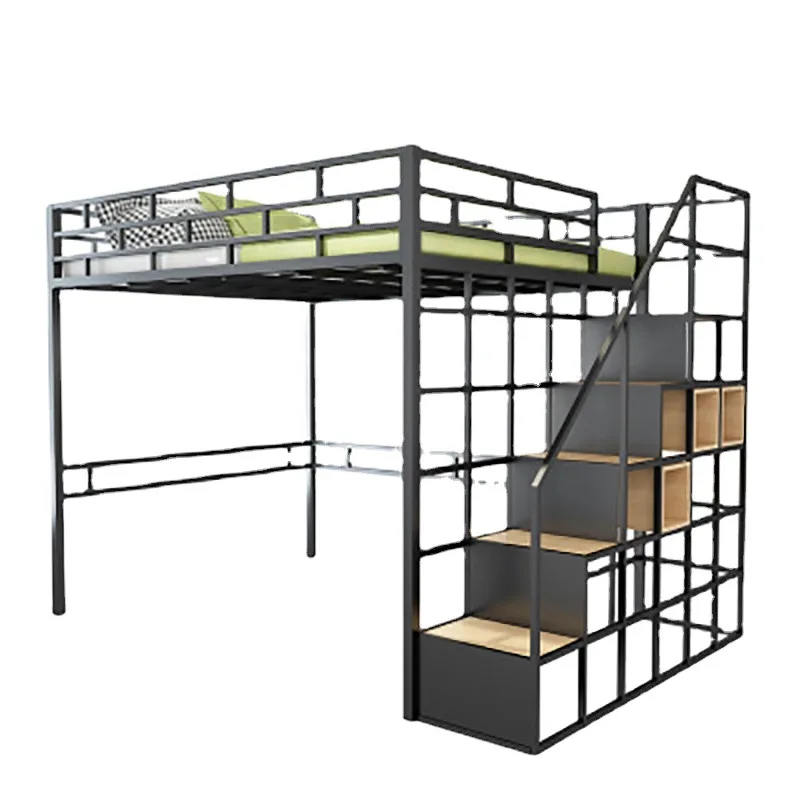 

Apartment wrought iron with lattice elevated bed, bedroom space saving bed under chair elevated bed, household iron bed